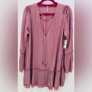 Free People Pink Clay Pleated Mini Dress
